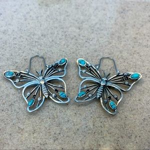 Turquoise and sterling silver butterfly earrings